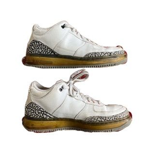 Mens Air Jordan Sz 10.5 AJF 3 White cement and Red Basketball 2008